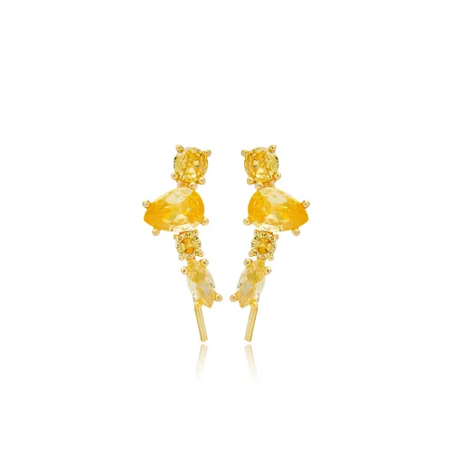 Citrine CZ Mixed Shape 925 Sterling Silver Ear Cuff