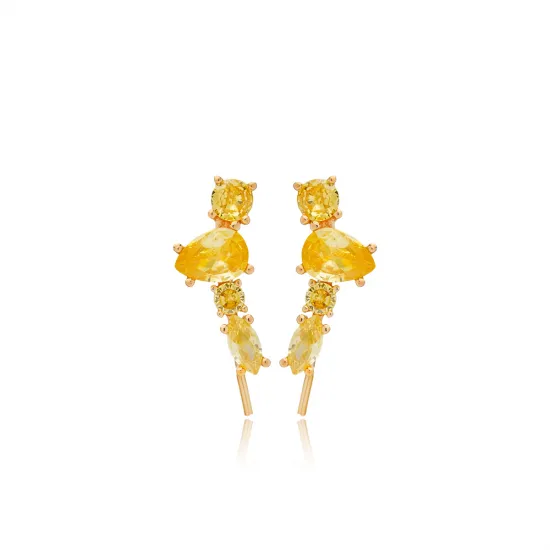 Citrine CZ Mixed Shape 925 Sterling Silver Ear Cuff Citrine CZ Mixed Shape 925 Sterling Silver Ear Cuff