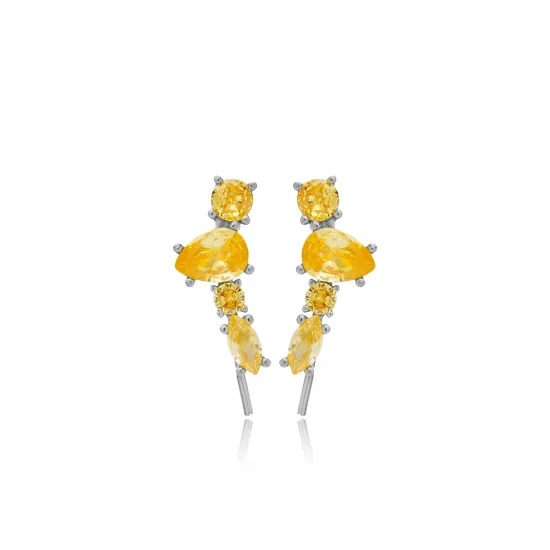 Citrine CZ Mixed Shape 925 Sterling Silver Ear Cuff Citrine CZ Mixed Shape 925 Sterling Silver Ear Cuff