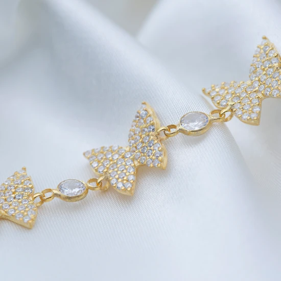 Triple Butterfly Animal Clear CZ 925 Silver Bracelet - Sade 925 Silver Jewelry