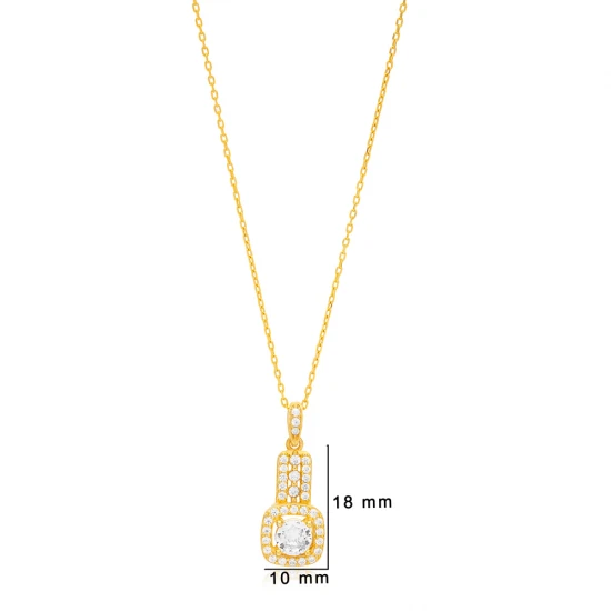 Geometric Square Clear CZ 925 Sterling Silver Necklace Geometric Square Clear CZ 925 Sterling Silver Necklace