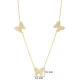 Triple Butterfly Animal Shiny CZ Shaker Silver Necklace | 925 Sterling Silver Wholesale | Sade Silver Triple Butterfly Animal Shiny CZ Shaker Silver Necklace - Sade 925 Silver Jewelry