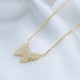 Triple Butterfly Animal Shiny CZ Shaker Silver Necklace | 925 Sterling Silver Wholesale | Sade Silver Triple Butterfly Animal Shiny CZ Shaker Silver Necklace - Sade 925 Silver Jewelry
