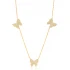 Triple Butterfly Animal Shiny CZ Shaker Silver Necklace