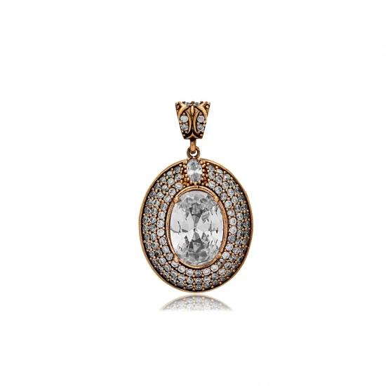 Oval Shape CZ 925 Sterling Silver Pendant