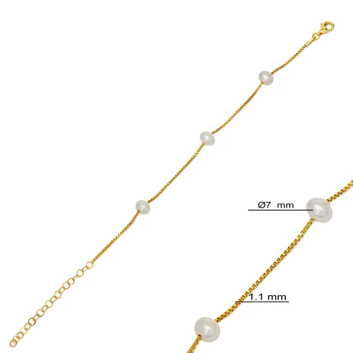 Round Shape Pearl Box Chain Woman 925 Silver Bracelet Round Shape Pearl Box Chain Woman 925 Silver Bracelet