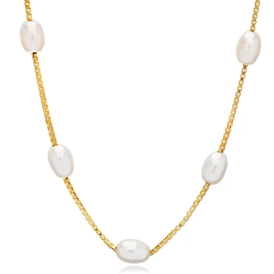 Oval Shape Pearl Design Box Chain Charm Necklace Woman Pendant Turkish Handmade 925 Sterling Silver Jewelry Oval Shape Pearl Design Box Chain Charm Necklace Woman Pendant Turkish Handmade 925 Sterling Silver Jewelry