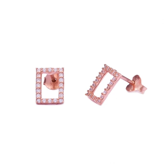 Rectangle Geometric Shape CZ Sterling Silver Earrings Rectangle Geometric Shape CZ Sterling Silver Earrings