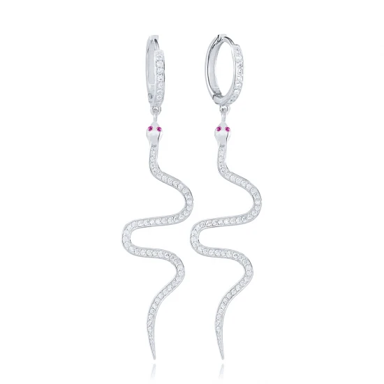 Snake CZ Pair 925 Sterling Silver Earrings - Sade 925 Silver Jewelry