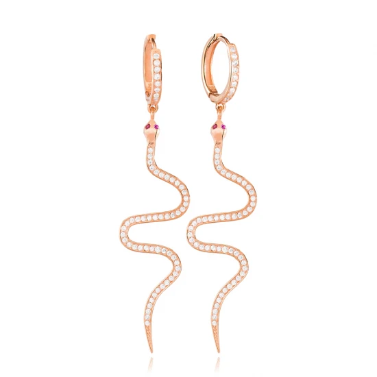 Snake CZ Pair 925 Sterling Silver Earrings - Sade 925 Silver Jewelry