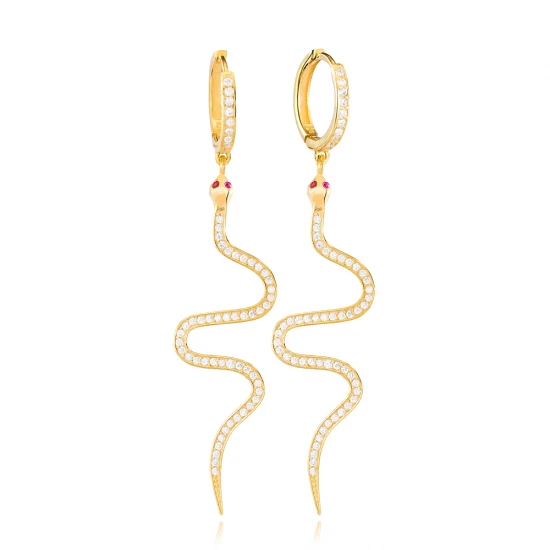 Snake CZ Pair 925 Sterling Silver Earrings - Sade 925 Silver Jewelry