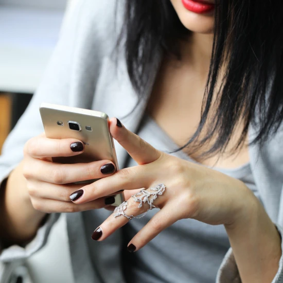 Double Chain CZ Two Fingers 925 Sterling Silver Ring