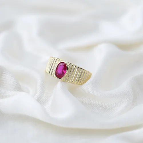 Little Finger Adjustable Oval Shape Ruby Silver Ring Little Finger Adjustable Oval Shape Ruby Silver Ring