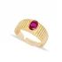 Little Finger Adjustable Oval Shape Ruby Silver Ring