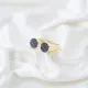 Little Finger Two Round Black CZ Adjustable Silver Ring Little Finger Two Round Black CZ Adjustable Silver Ring