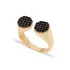 Little Finger Two Round Black CZ Adjustable Silver Ring