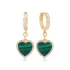 Malachite Heart CZ Dangle 925 Sterling Silver Earrings