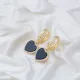 Black Onyx Heart CZ Dangle 925 Sterling Silver Earrings
