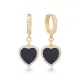Black Onyx Heart CZ Dangle 925 Sterling Silver Earrings