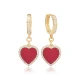 Red Heart CZ Dangle 925 Sterling Silver Earrings | 925 Sterling Silver Wholesale | Sade Silver Red Heart CZ Dangle 925 Sterling Silver Earrings - Sade 925 Silver Jewelry
