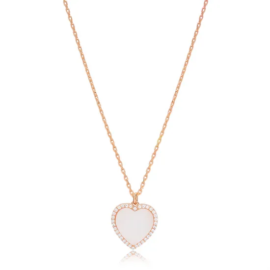 Mother Of Pearl Heart Zircon Stone Charm Necklace Wholesale Turkish 925 Sterling Silver Jewelry Mother Of Pearl Heart Zircon Stone Charm Necklace Wholesale Turkish 925 Sterling Silver Jewelry