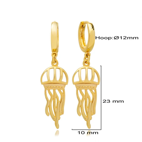 Plain Jellyfish Animal Dangle Sterling Silver Earrings