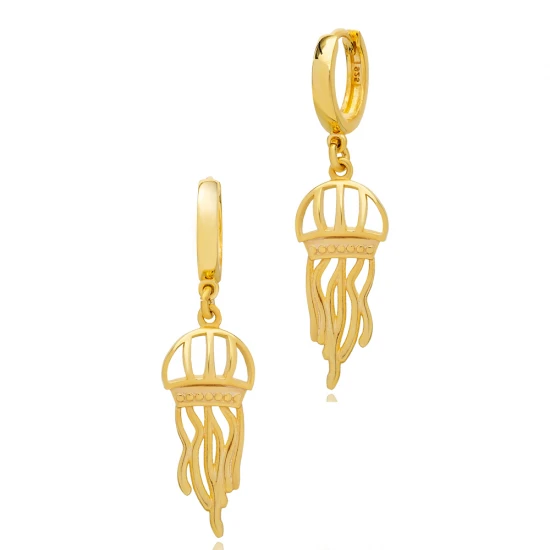 Plain Jellyfish Animal Dangle Sterling Silver Earrings