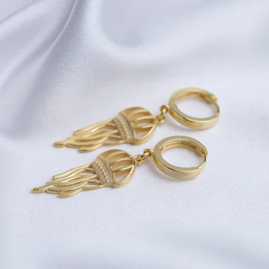 Plain Jellyfish Animal Dangle Sterling Silver Earrings
