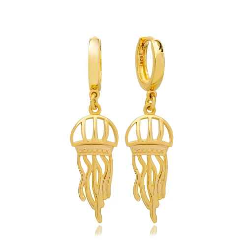 Plain Jellyfish Animal Dangle Sterling Silver Earrings