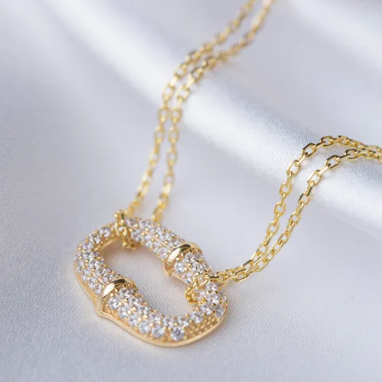 Oval Shape CZ 925 Sterling Silver Necklace