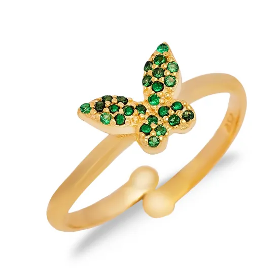 Butterfly Emerald Adjustable 925 Sterling Silver Ring Butterfly Emerald Adjustable 925 Sterling Silver Ring