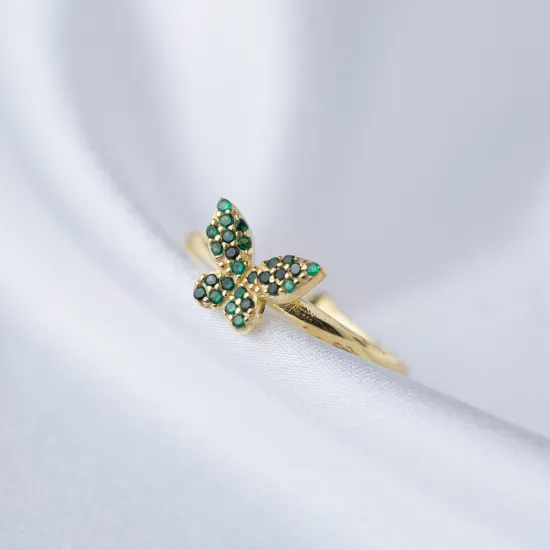 Butterfly Emerald Adjustable 925 Sterling Silver Ring Butterfly Emerald Adjustable 925 Sterling Silver Ring