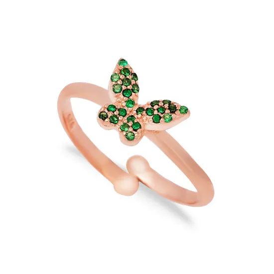 Butterfly Emerald Adjustable 925 Sterling Silver Ring Butterfly Emerald Adjustable 925 Sterling Silver Ring