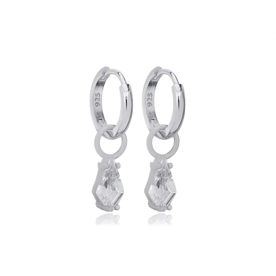 Minimalist Marquise Cut CZ Dangle 925 Silver Earrings | 925 Sterling Silver Wholesale | Sade Silver Minimalist Marquise Cut CZ Dangle 925 Silver Earrings - Sade 925 Silver Jewelry