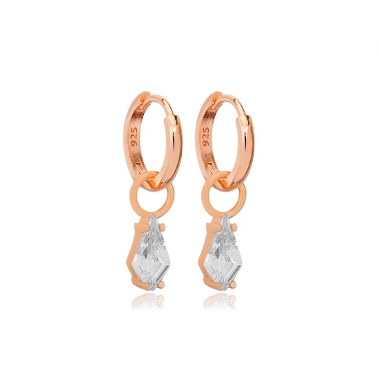 Minimalist Marquise Cut CZ Dangle 925 Silver Earrings | 925 Sterling Silver Wholesale | Sade Silver Minimalist Marquise Cut CZ Dangle 925 Silver Earrings - Sade 925 Silver Jewelry