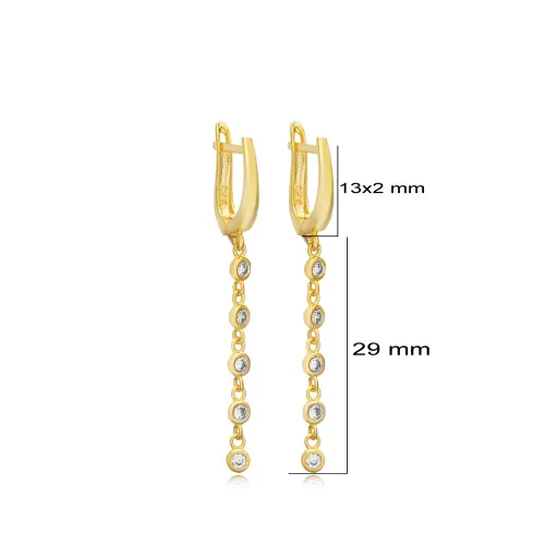 New Shiny Round Cut CZ Long Sterling Silver Earrings New Shiny Round Cut CZ Long Sterling Silver Earrings