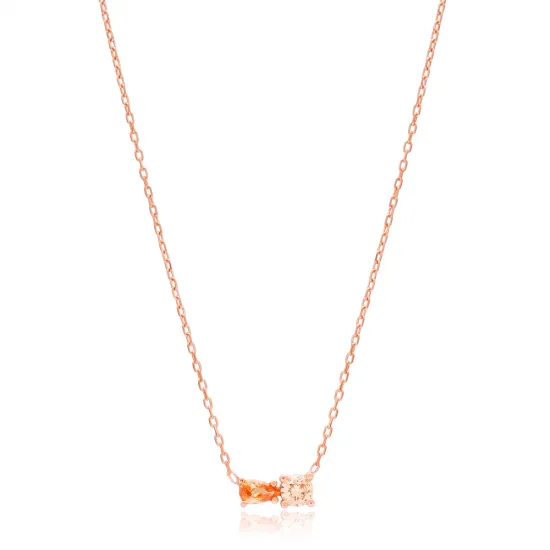 Double Orange Quartz Stone Charm Necklace 925 Sterling Turkish Handmade Wholesale Silver Jewelry Double Orange Quartz Stone Charm Necklace 925 Sterling Turkish Handmade Wholesale Silver Jewelry