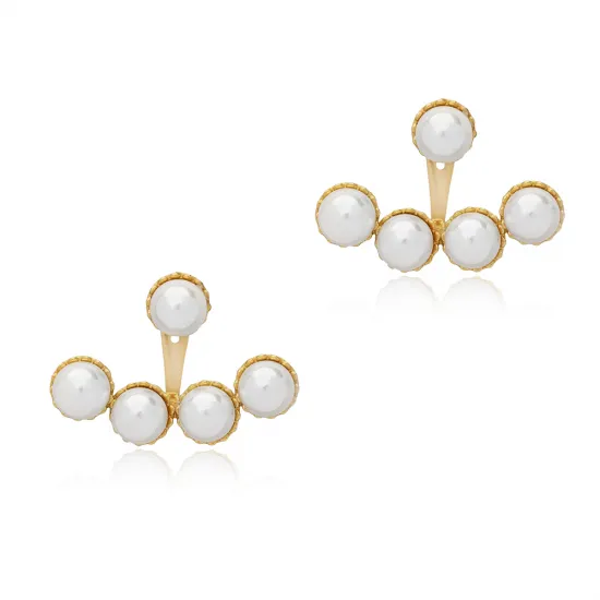 Pearl Design Ear Jackets Earrings Turkish Handmade Wholesale 925 Sterling Silver Jewelry Pearl Design Ear Jackets Earrings Turkish Handmade Wholesale 925 Sterling Silver Jewelry