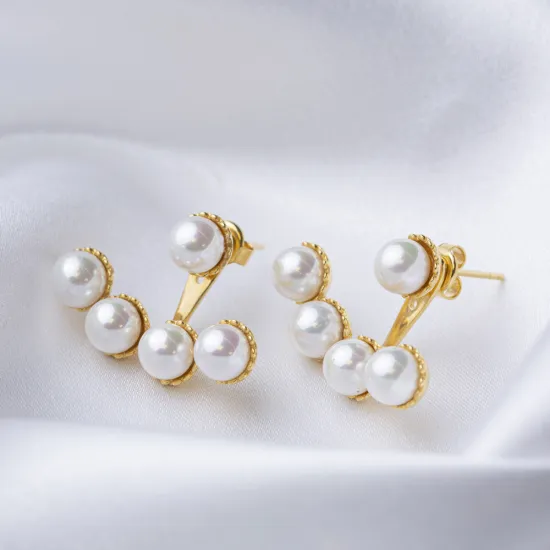 Pearl Design Ear Jackets Earrings Turkish Handmade Wholesale 925 Sterling Silver Jewelry Pearl Design Ear Jackets Earrings Turkish Handmade Wholesale 925 Sterling Silver Jewelry