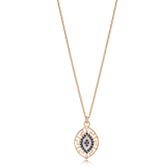 Greek Motif Evil Eye Design Almond Shape Charm Necklace Turkish Handmade Wholesale Jewelry 925 Sterling Silver Pendant Greek Motif Evil Eye Design Almond Shape Charm Necklace Turkish Handmade Wholesale Jewelry 925 Sterling Silver Pendant