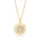 Round Shape Zircon Stone Greek Motif Design Charm Necklace Turkish Handmade Wholesale Jewelry 925 Sterling Silver Pendant