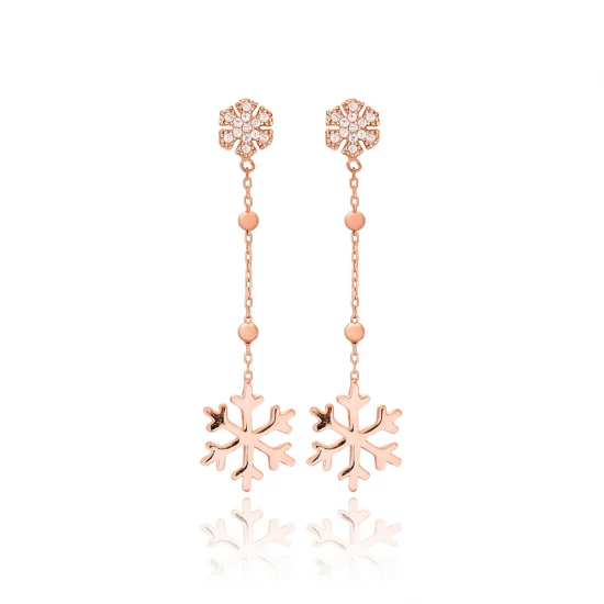 Snowflake CZ Long 925 Sterling Silver Earrings Snowflake CZ Long 925 Sterling Silver Earrings