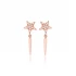 Thin Rod Star CZ 925 Sterling Silver Earrings