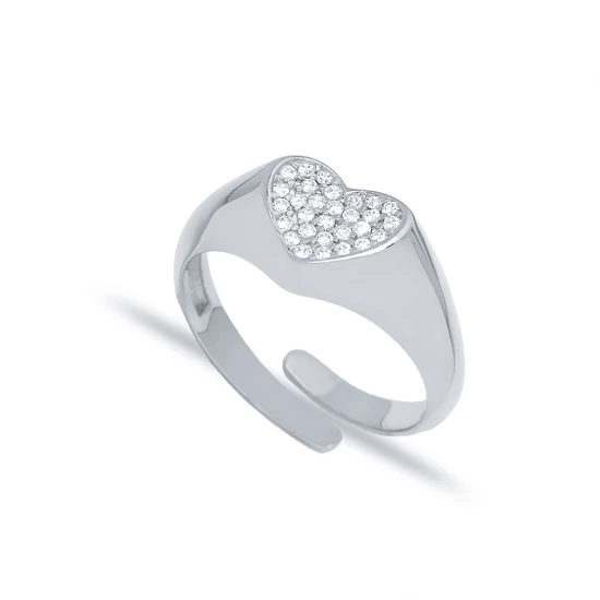 CZ Heart Adjustable 925 Sterling Silver Ring CZ Heart Adjustable 925 Sterling Silver Ring