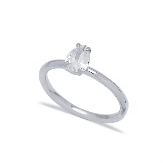 Clear Pear Solitaire CZ 925 Sterling Silver Ring Clear Pear Solitaire CZ 925 Sterling Silver Ring