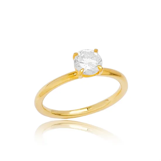 Round Sahpe Four Claw Solitaire Engagement Ring Turkish Handcrafted Wholesale 925 Sterling Silver Woman Jewelry