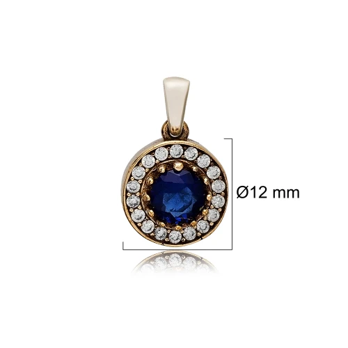 Round Shape Sapphire CZ 925 Sterling Silver Pendant