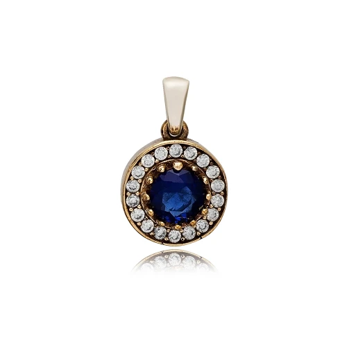 Round Shape Sapphire CZ 925 Sterling Silver Pendant
