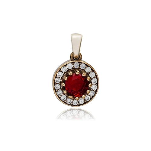 Round Shape Garnet CZ 925 Sterling Silver Pendant