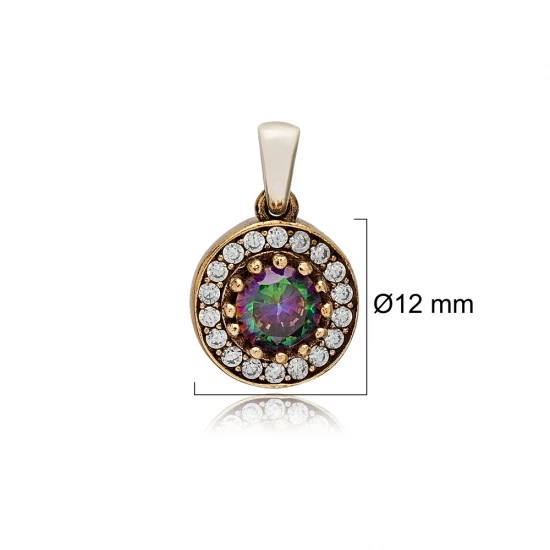 Round Shape Mystic Topaz CZ 925 Sterling Silver Pendant Round Shape Mystic Topaz CZ 925 Sterling Silver Pendant
